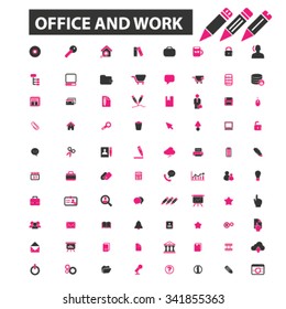 ícones da web do office work, conjunto de conceitos de vetor de sinais 
