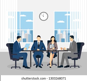 Office Work, workflow, coworking, Teamwork. Business meeting in the company. office meeting