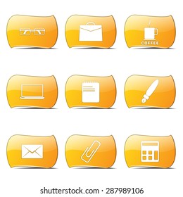 Office Work Yellow Vector ButtonIcon Design Set