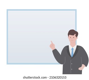 Office worker and background frame illustration set. business, company Vector drawing. Hand drawn style