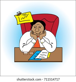Office worker (boss)  sitting at desk