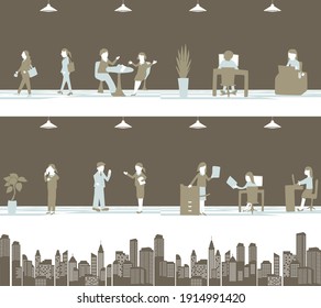 office worker business people and city 