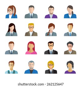 Office worker business personnel avatar icons set isolated vector illustration