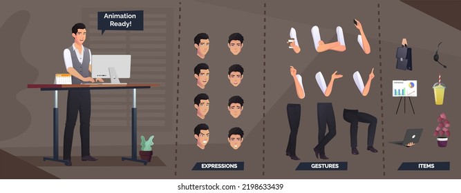 Office Worker Character Creation Premium Vector