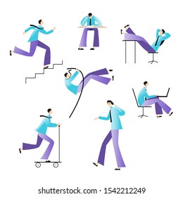 Office worker character design set. Vector design.