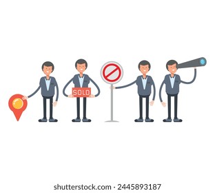 office worker characters in different poses set vector illustration