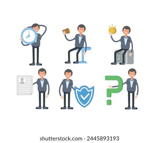 office worker characters in different poses set vector illustration