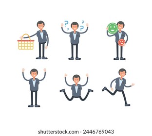 office worker characters in different poses set vector illustration