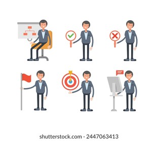 office worker characters in different poses set vector illustration