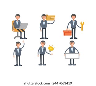 personajes de office worker en diferentes poses set Ilustración vectorial
