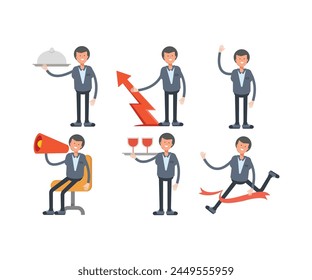office worker characters in different poses set vector illustration