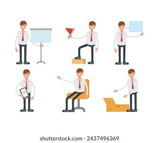 office worker characters set in various poses vector illustration