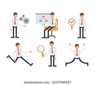 office worker characters set in various poses vector illustration