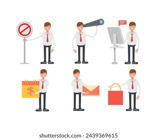 personajes de office worker establecidos en varias poses ilustración vectorial