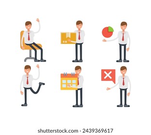 office worker characters set in various poses vector illustration