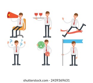 office worker characters set in various poses vector illustration