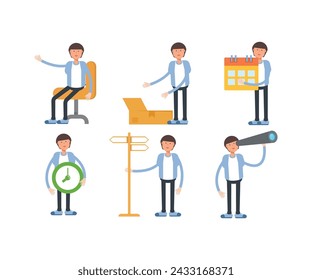 office worker characters set vector illustration