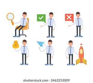 office worker characters in various poses vector illustration