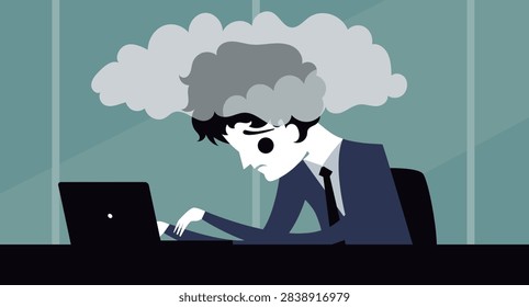 office worker with a cloud over their head