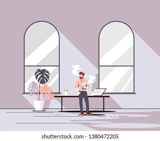 Office worker with coffee
