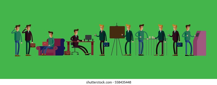 Office worker, a collection of vector illustration of a flat style.