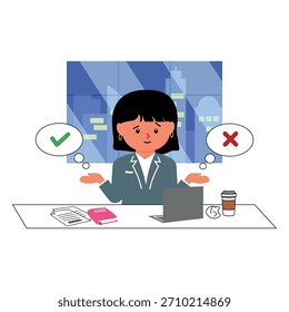 office worker confused between right or wrong
