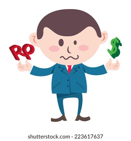 office worker with currency sign