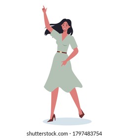 Office worker dancing. Business character in suit dancing. Employee having fun at workplace. Isolated cartoon illustration