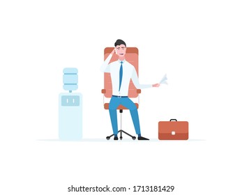 Office worker day. Phone conversations in the office. Worked while sitting on a chair