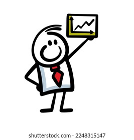 An office worker demonstrates a schedule of successful profit growth and talks about the company's income. Vector illustration of the boss presentation to subordinates.