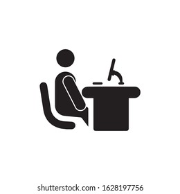 Office worker, desk, working icon