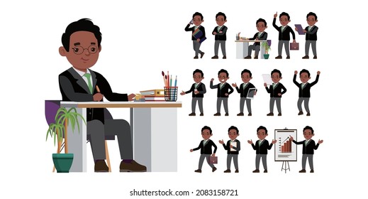 Office worker with different poses