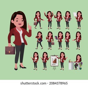Office worker with different poses