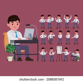 Büroangestellte mit unterschiedlichen Posen