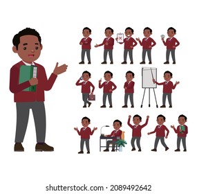 Trabajador de oficina con diferentes poses