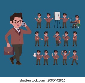 Office worker with different poses