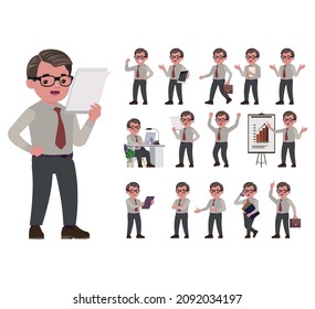 Office worker with different poses