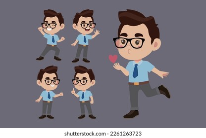 Office worker with different poses