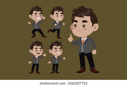 Trabajador de oficina con diferentes poses