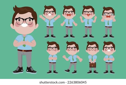 Office worker with different poses