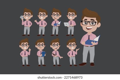 Office worker with different poses