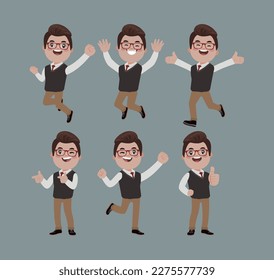 Trabajador de oficina con diferentes poses