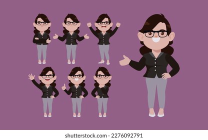 Office worker with different poses 