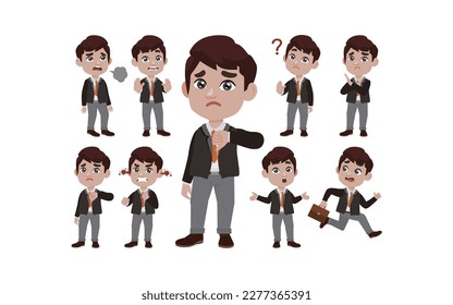 Trabajador de oficina con diferentes poses