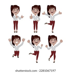 Office worker with different poses 