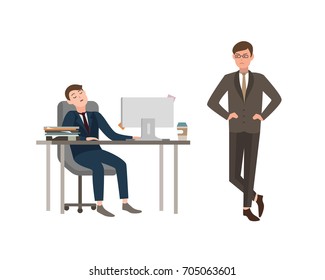 Office Worker Dressed Business Suit Sits Stock Vector (royalty Free 