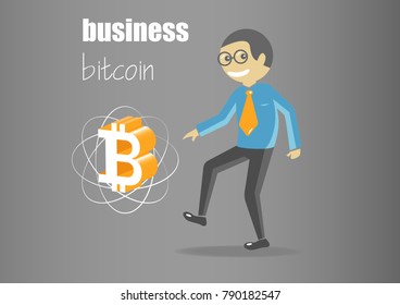 office worker and electronic currency bitcoin
