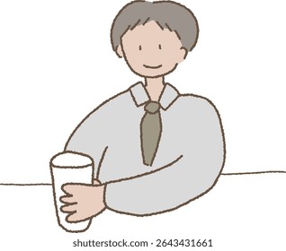 Trabalhador de escritório desfrutando de uma pausa enquanto bebe café