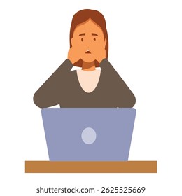 Office worker experiencing stress and burnout while working on a laptop, holding her head in her hands in frustration