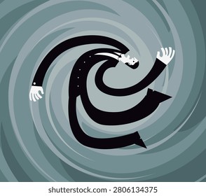 office worker falling into a bottomless spiral of despair